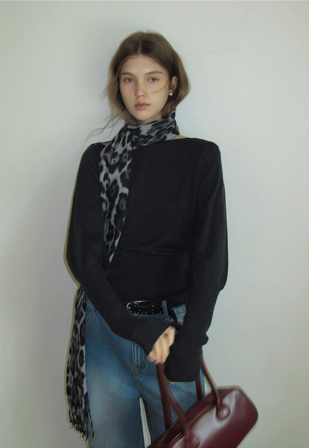 Leopard Print Tassel Scarf Warm Faux Cashmere