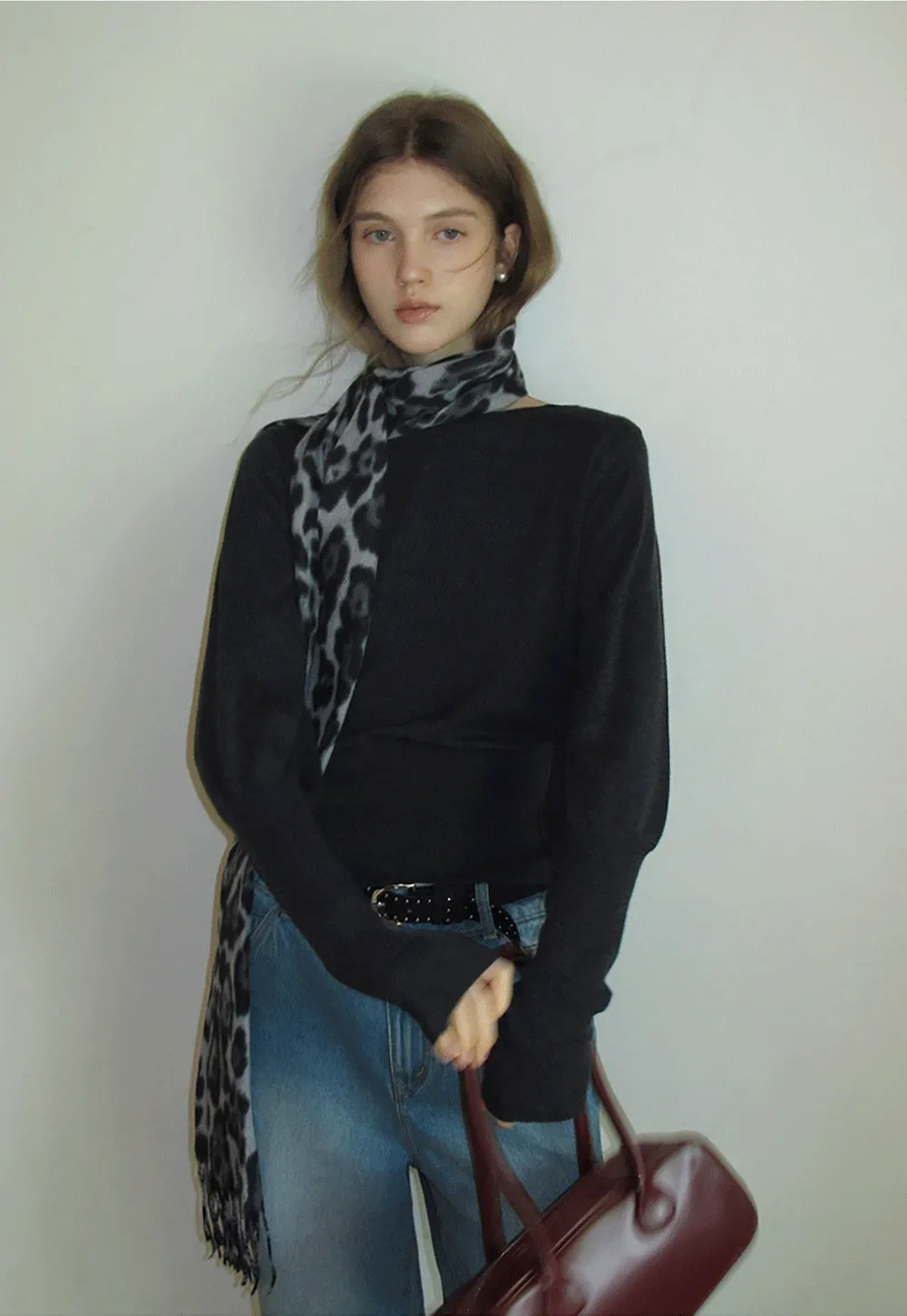 Leopard Print Tassel Scarf Warm Faux Cashmere