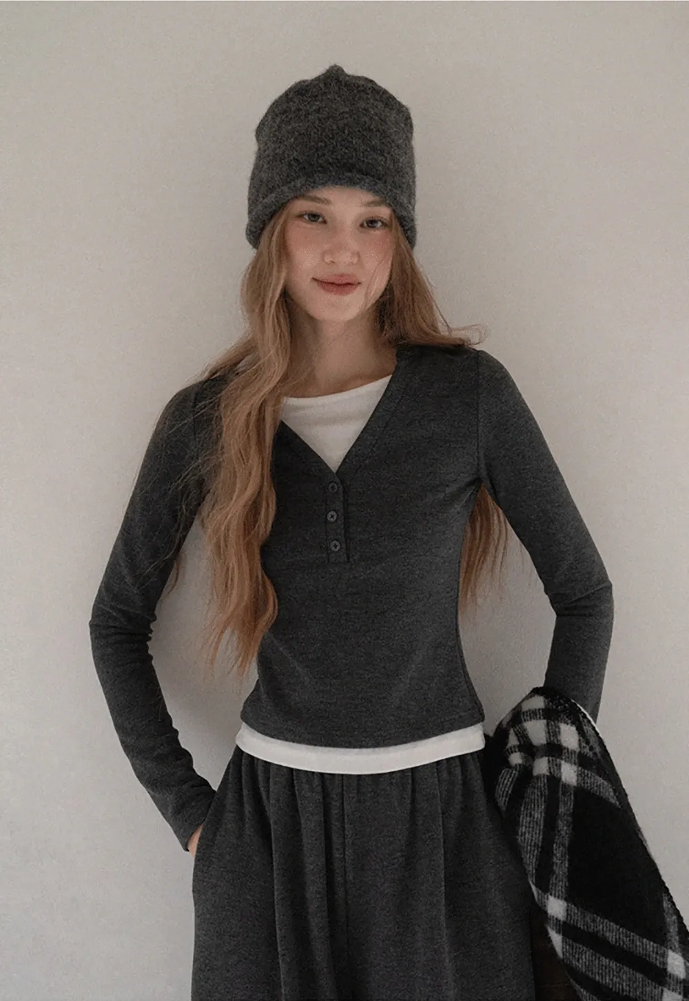 Women Knit Two Piece Set V Neck Long Sleeve Pullover and Pants