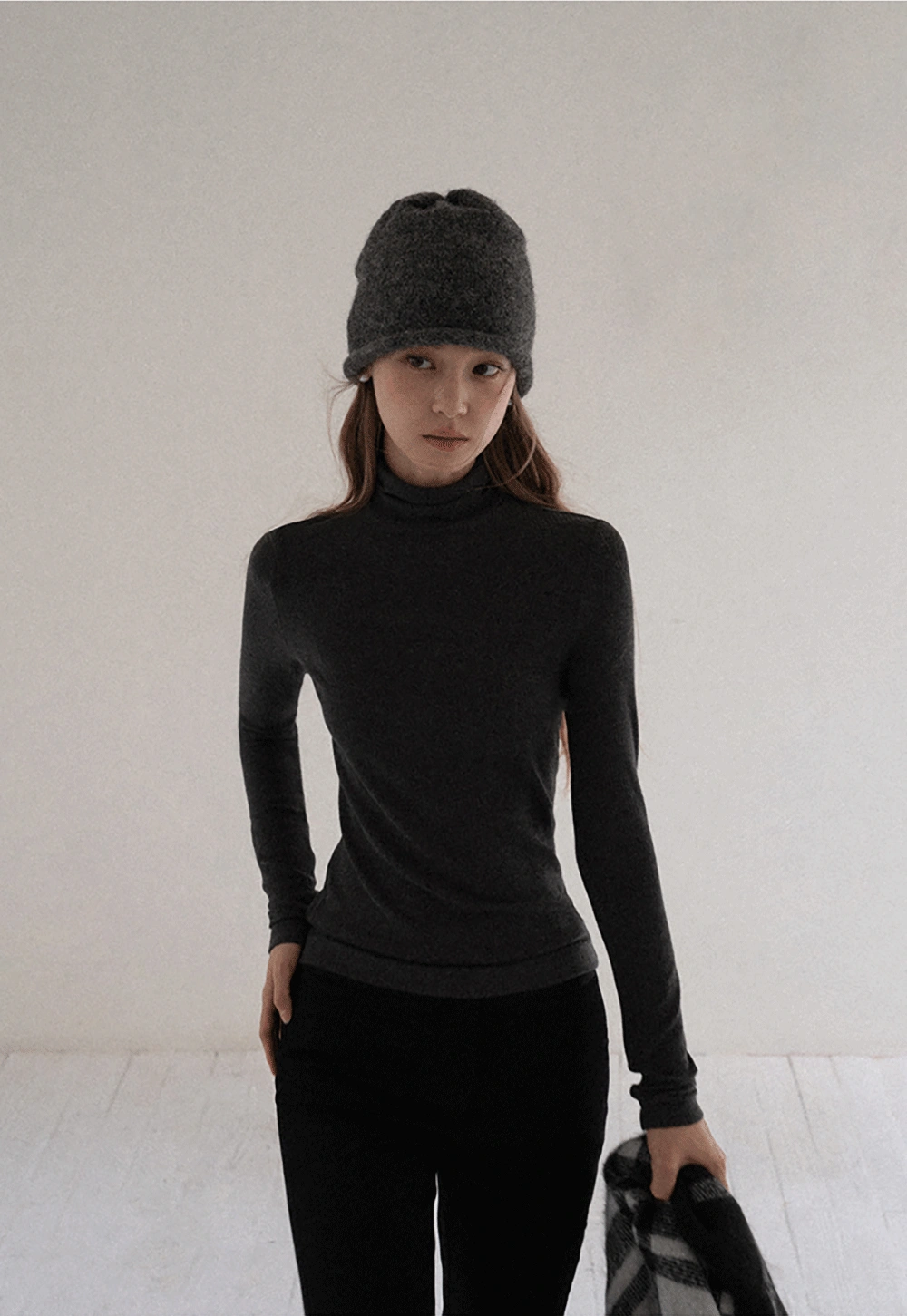 Women Soft Knit Turtleneck Slim Fit Shirt