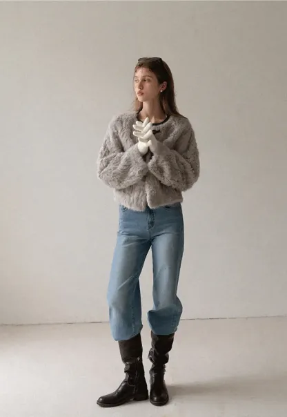 Toggle Closure Faux Fur Jacket