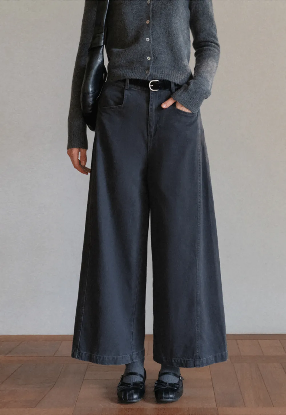 High-Rise Wide-Leg Denim Pants