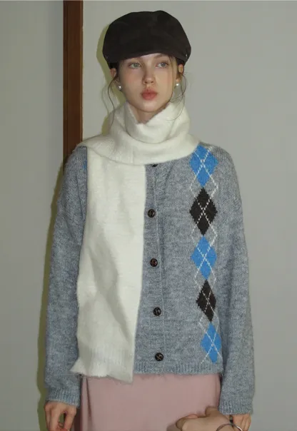 Argyle Knit Cardigan