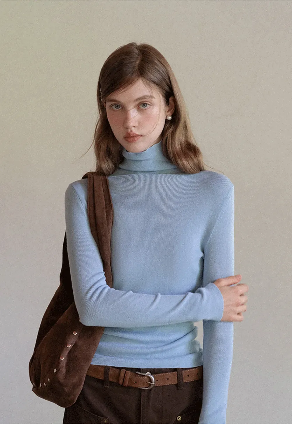 Ribbed Turtleneck Top