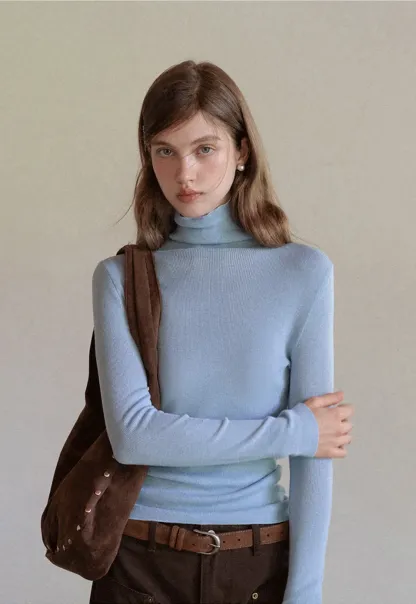 Ribbed Turtleneck Top