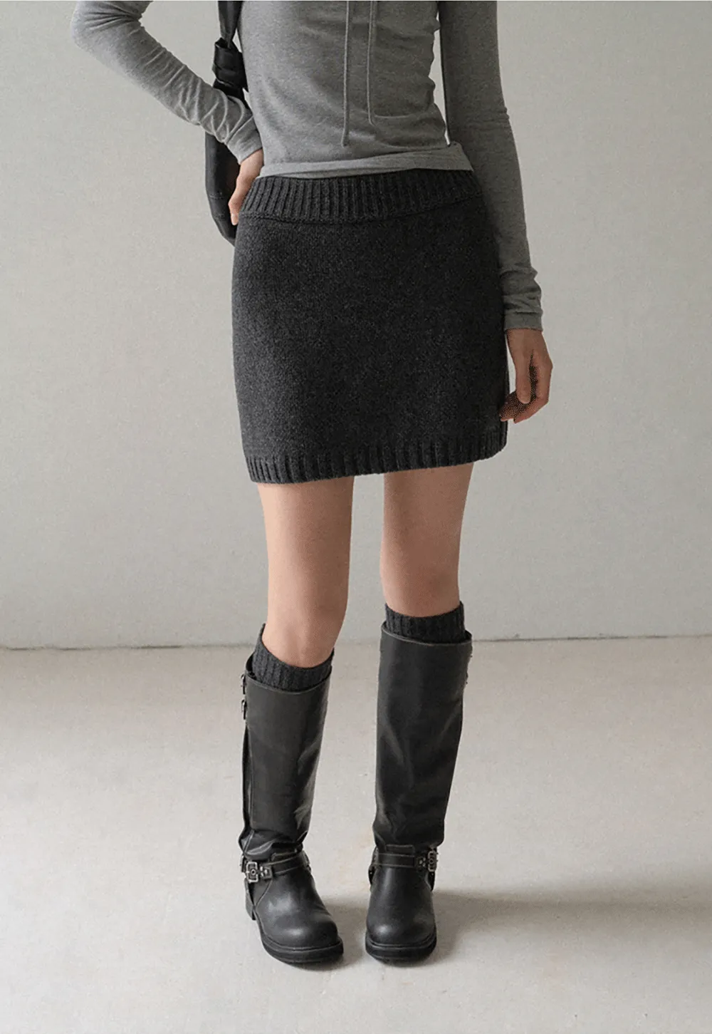 Ribbed Knit Mini Skirt