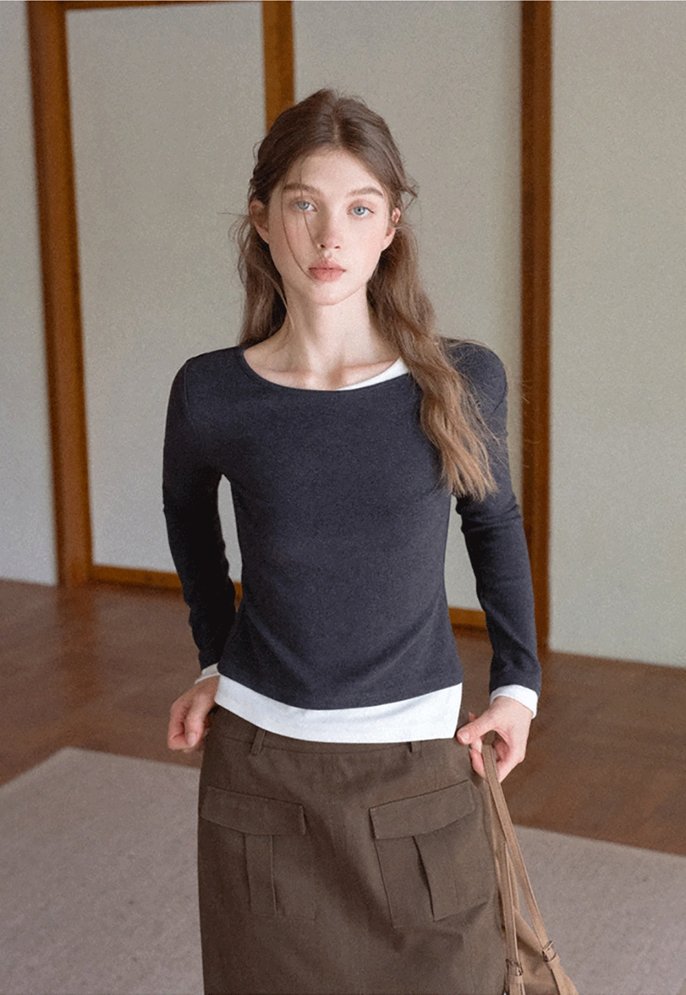 Women Long Sleeve Button Detail Top