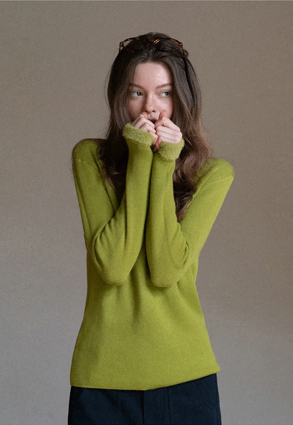 Women Soft Long Sleeve Crew Neck Sweater