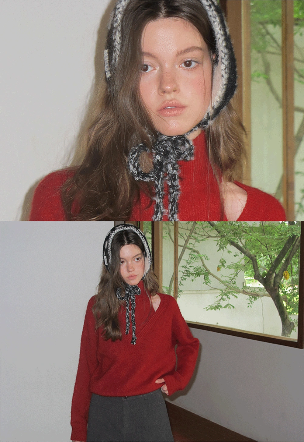 Versatile Warm Polka Dot Tie Neck Ear Muff Scarf