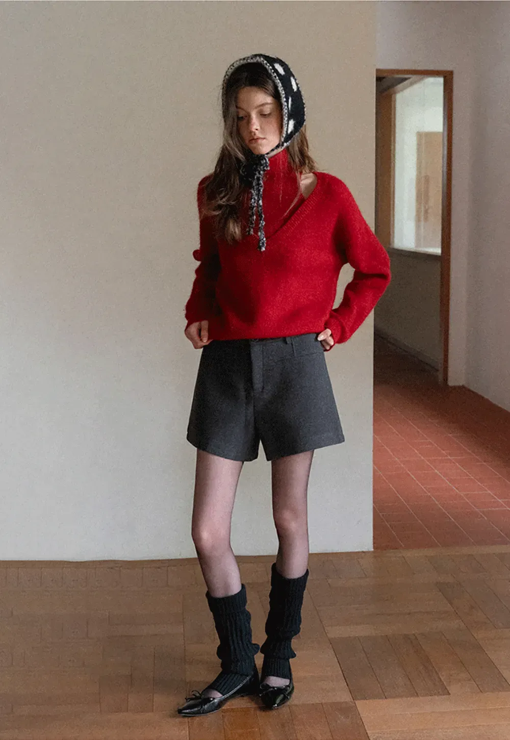 Cut-Out Layered Turtleneck Sweater