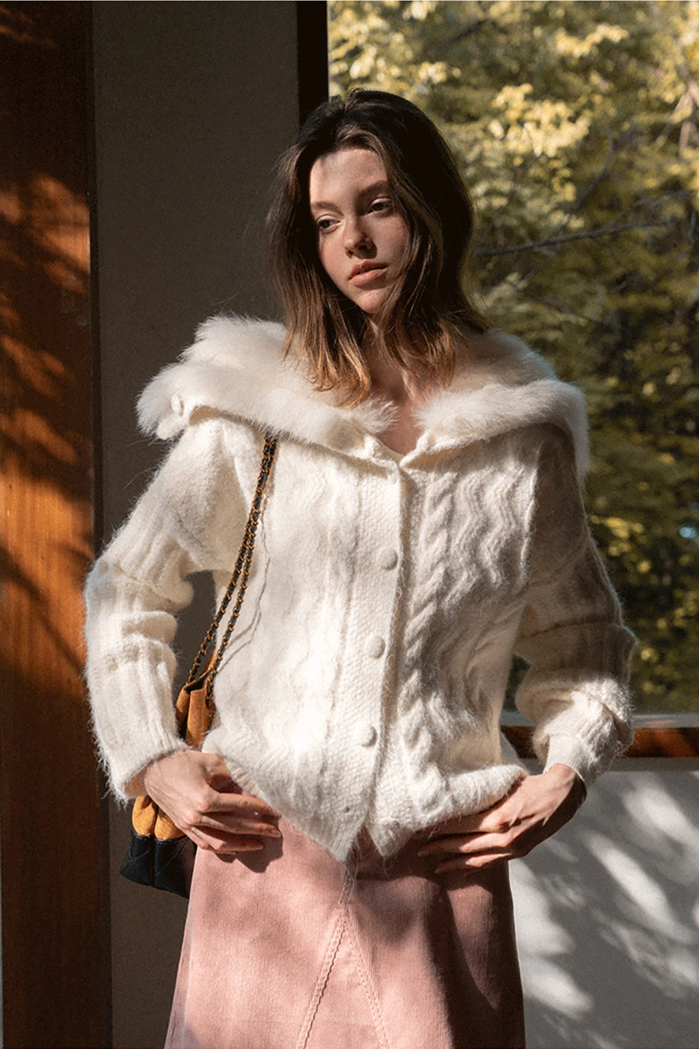 Statement Fuzzy Cable Knit Cardigan