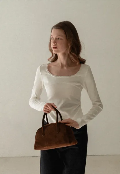 Ruffled Square Neck Long Sleeve Top