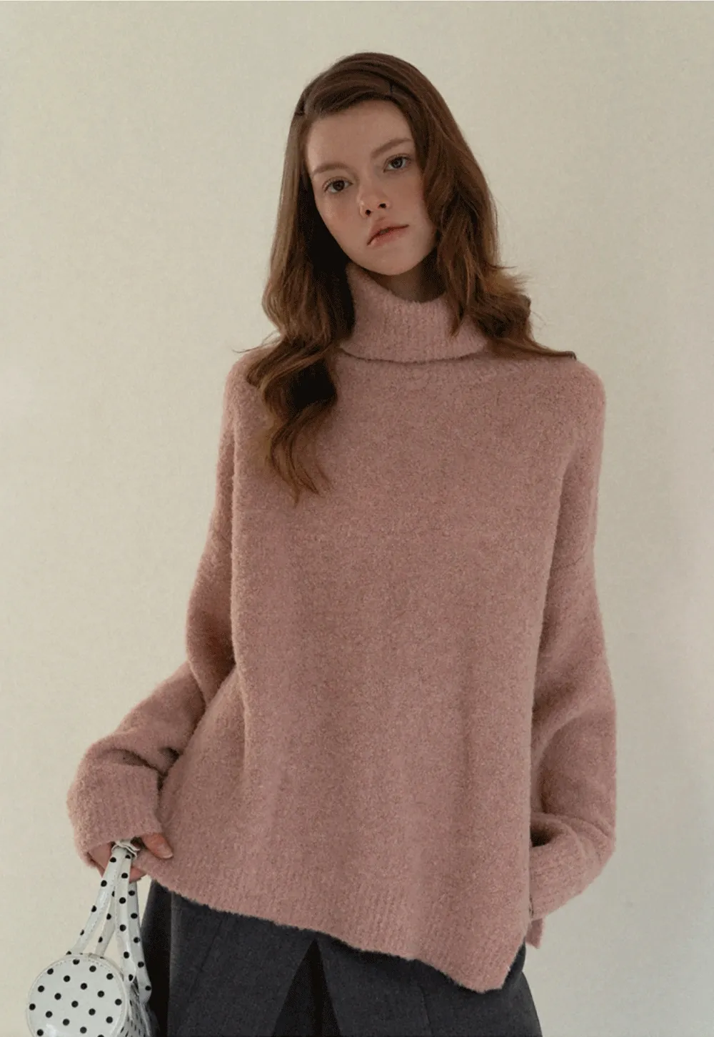 Oversized Turtleneck Knit Sweater