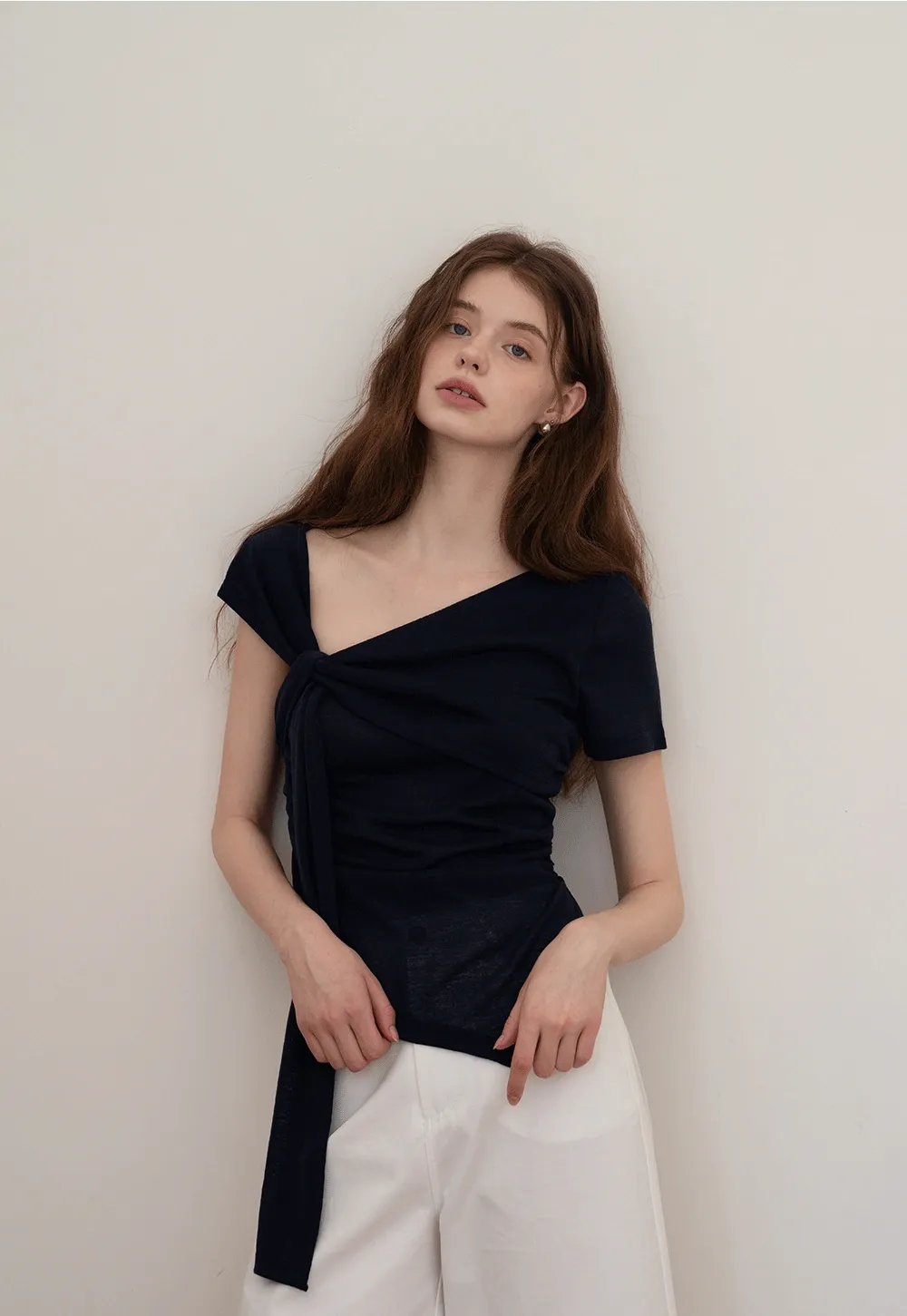Asymmetrical Tie-Front T-Shirts