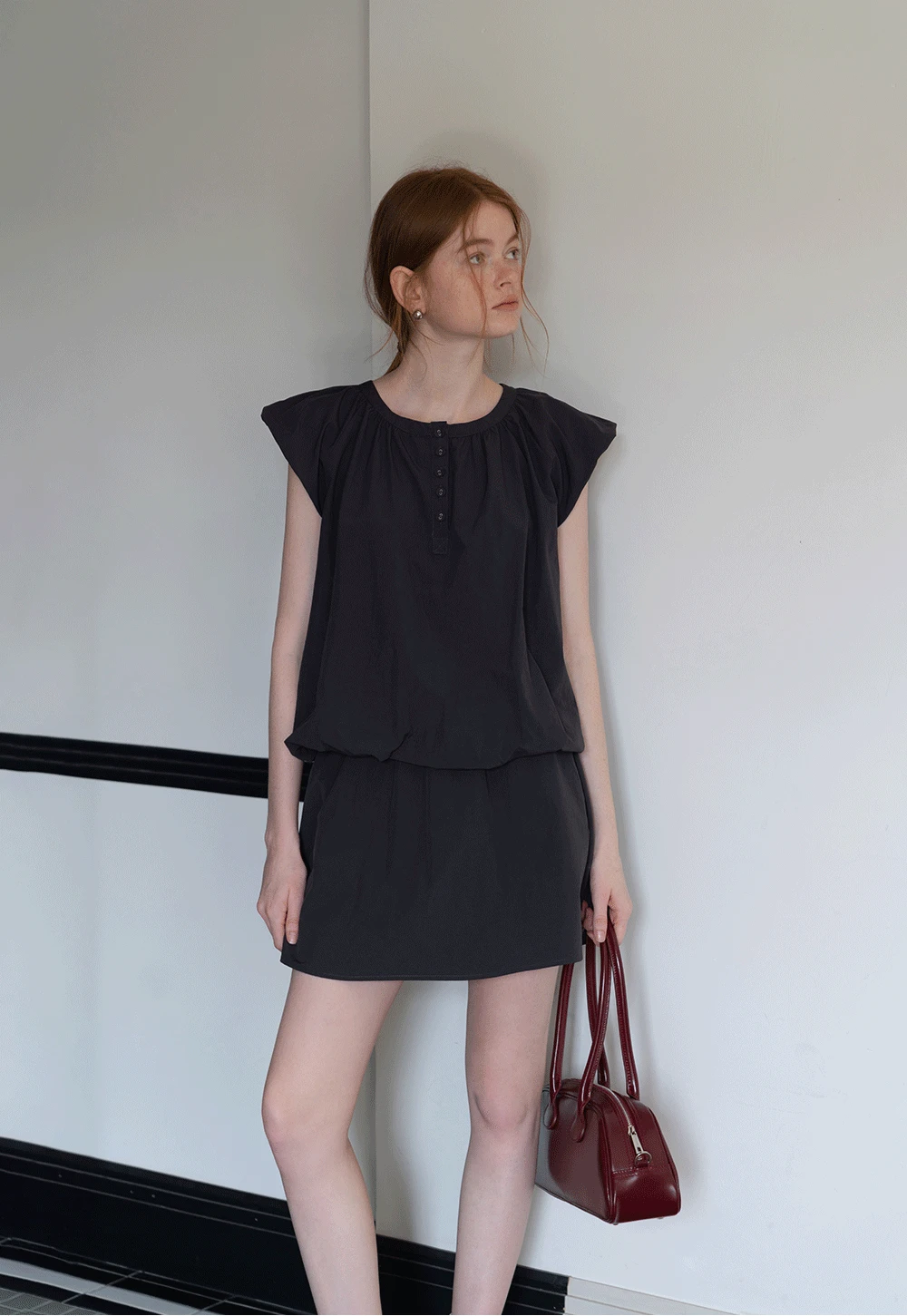 Women's 2 Piece Set – Loose Fit Button Top and Elastic Waist Mini Skirt