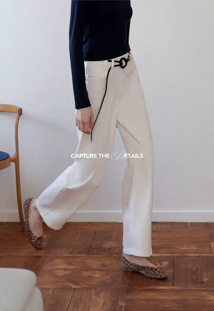 Wide Leg Jeans with Scarf Belt