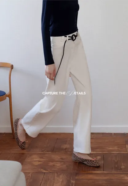 Wide Leg Jeans with Scarf Belt