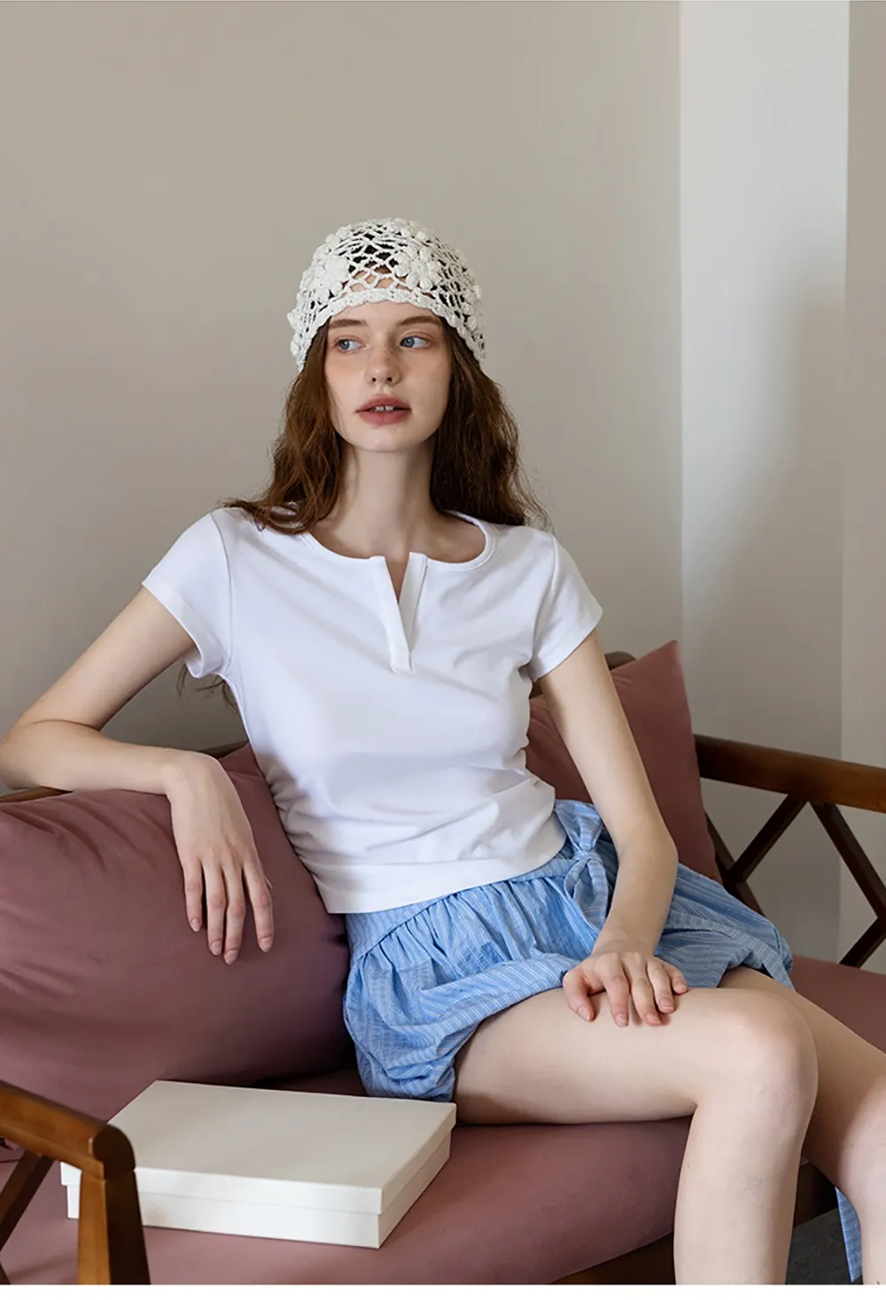 V-Neck Ruched Side Top