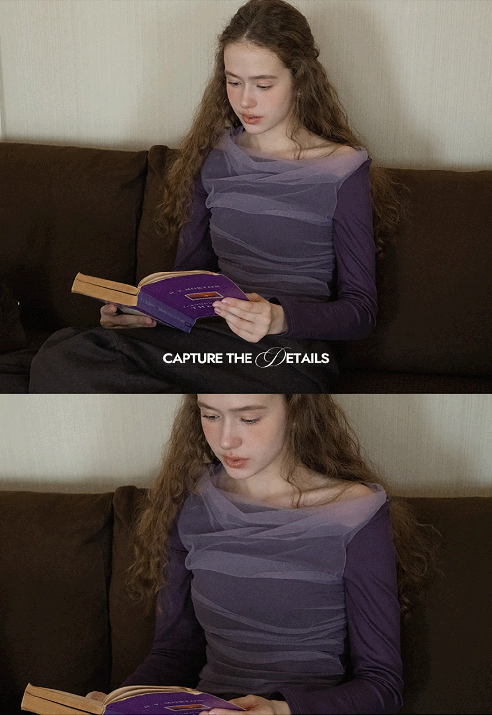 Women Mesh Patchwork Cowl Neck Top