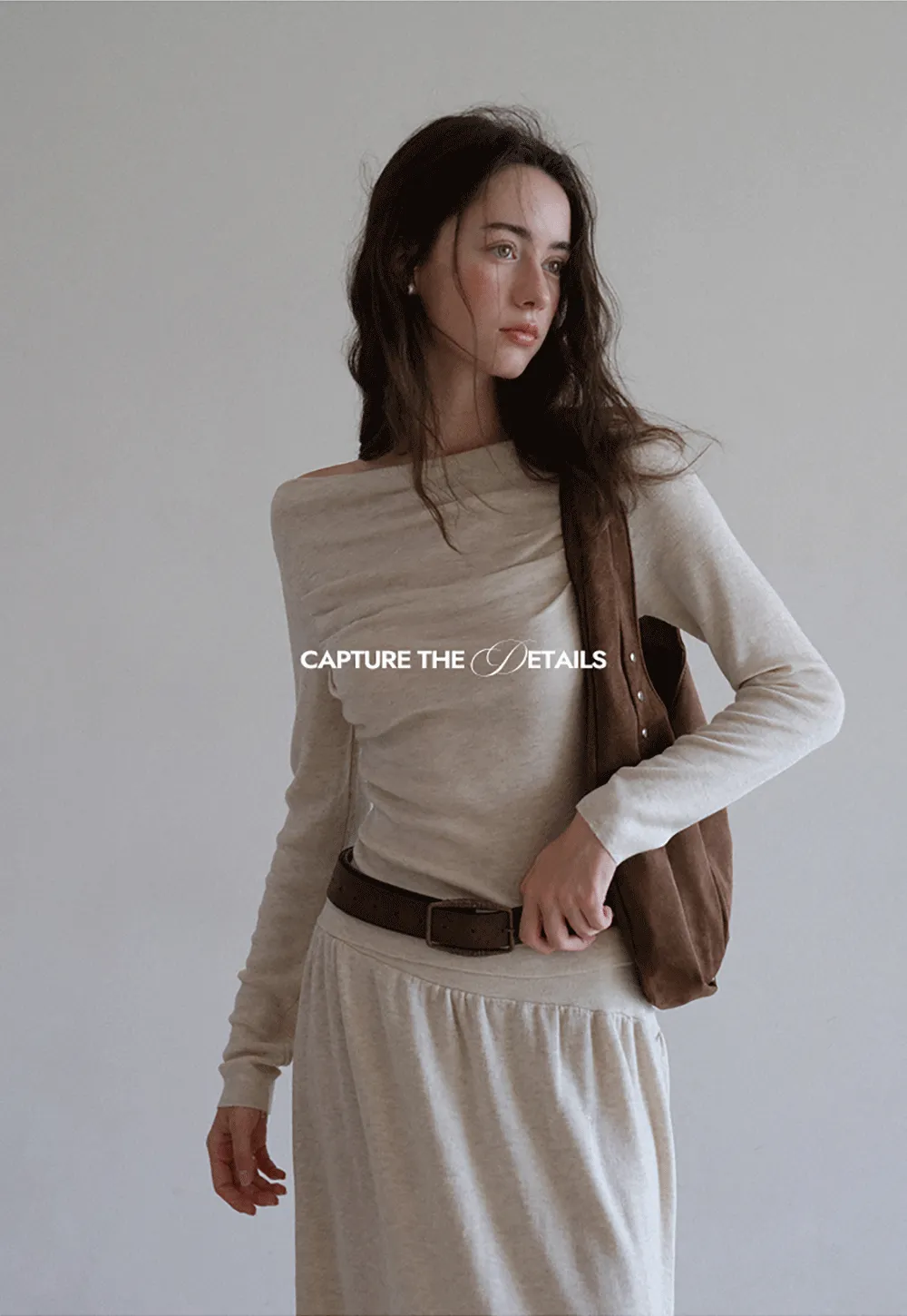 Draped Neck Top and Maxi Skirt Set