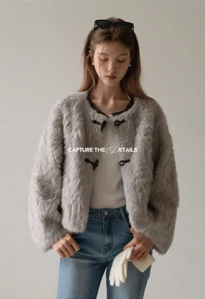 Toggle Closure Faux Fur Jacket