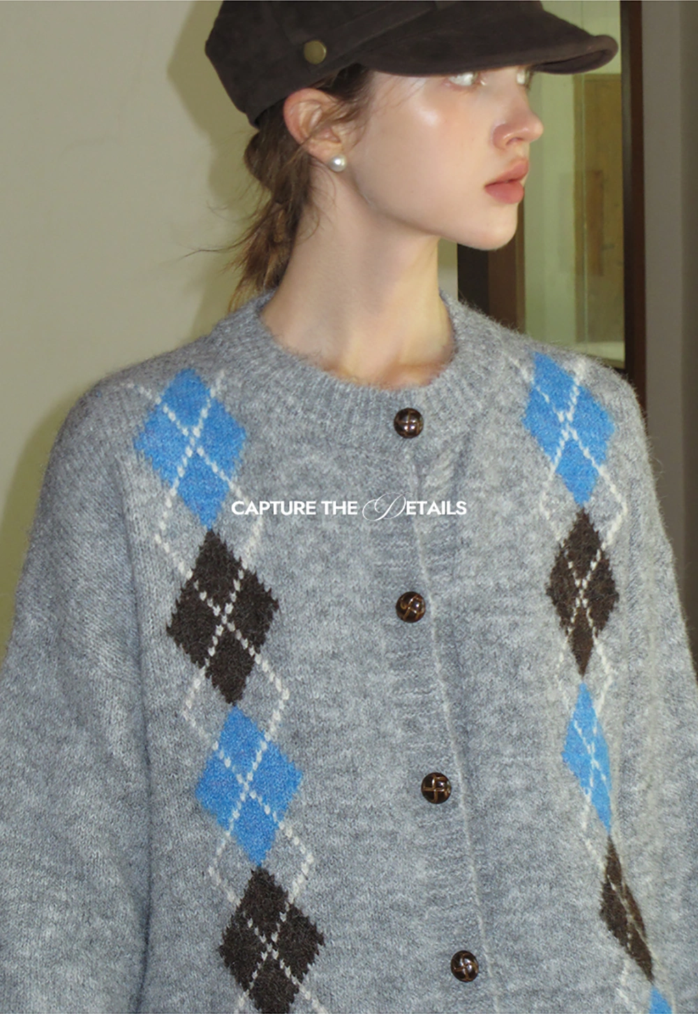 Argyle Knit Cardigan