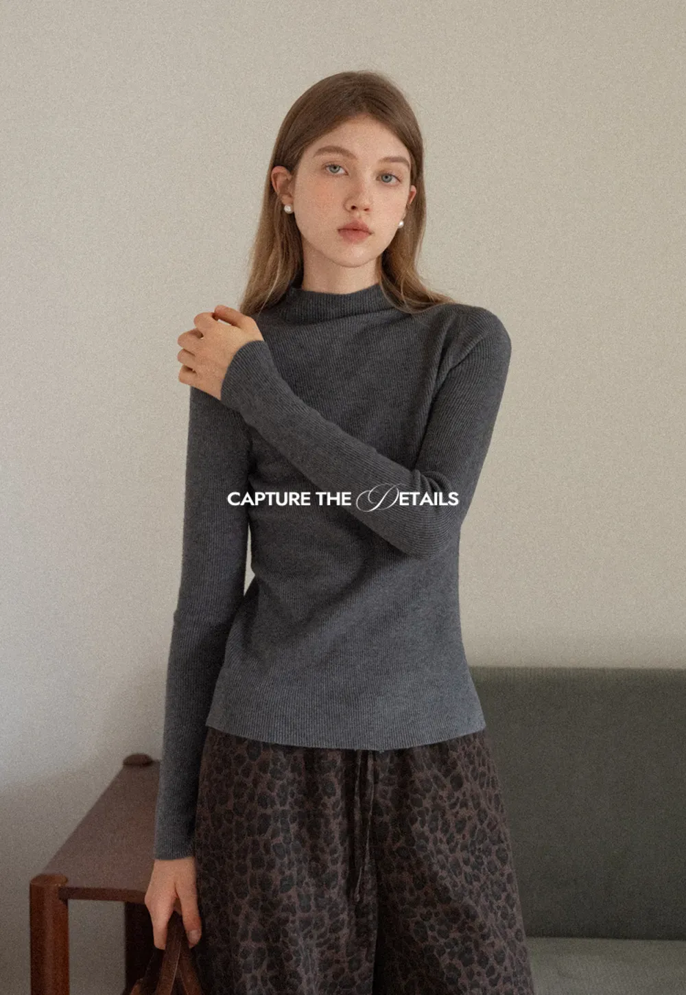 Mock Neck Ribbed Knit Sweater