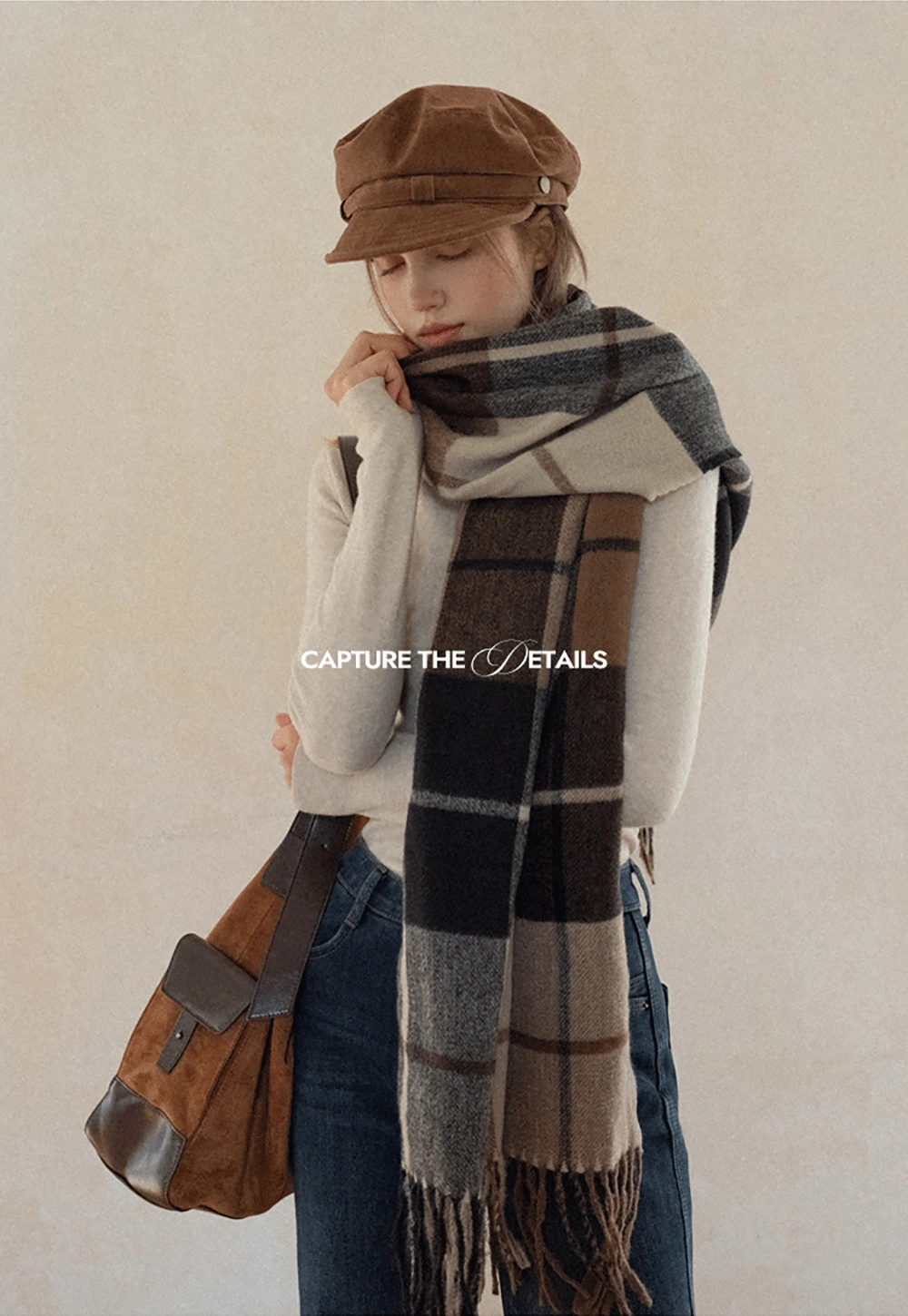 Vintage Plaid Tassel Scarf