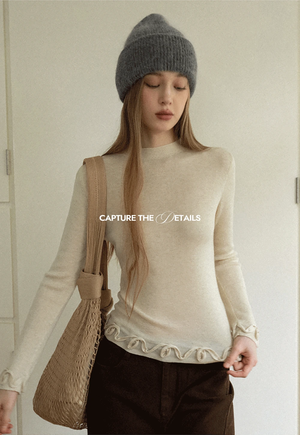 Chic Knit Sweater with Ruffle Edges