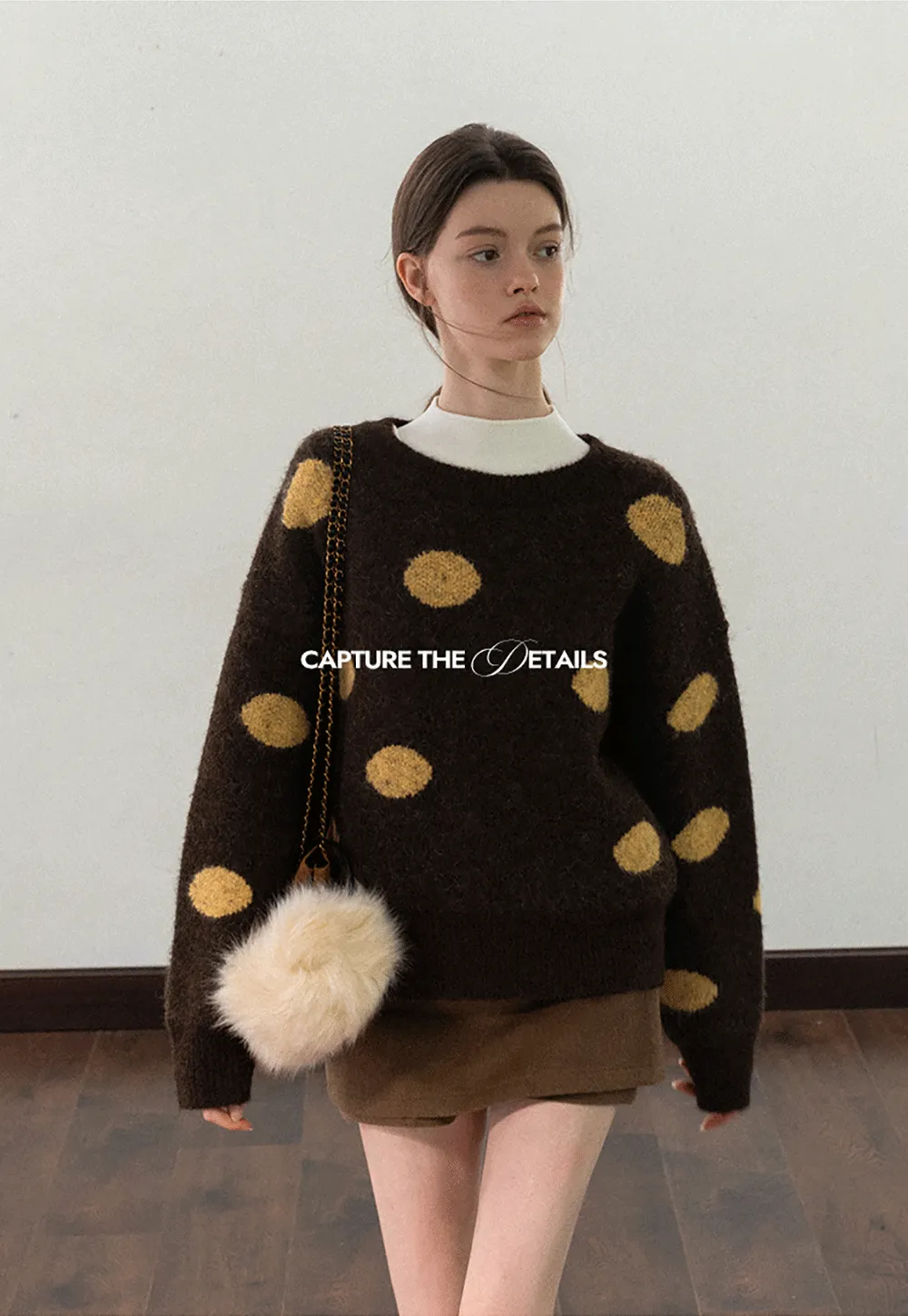 Fuzzy Polka Dot Knit Sweater