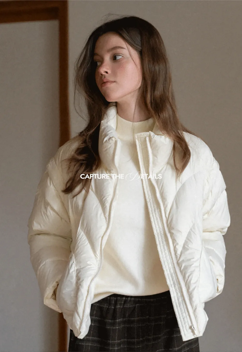 2-Way Short Puffer Jacket with Heart Pockets