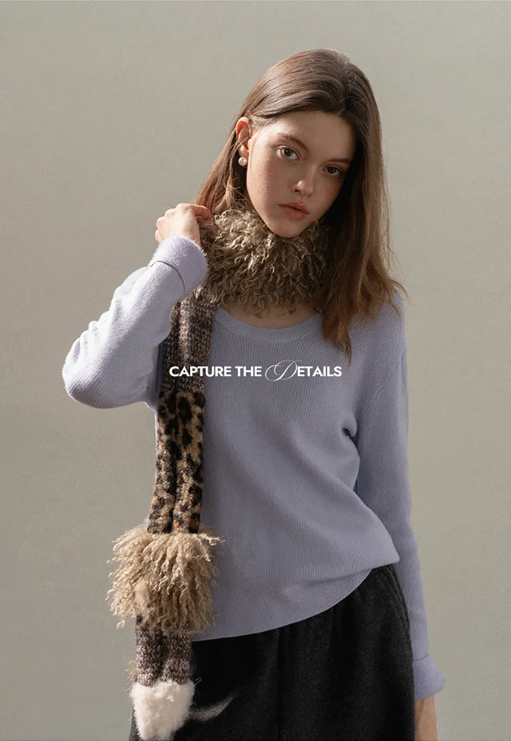 Ribbed Scoop Neck Long-Sleeve Top