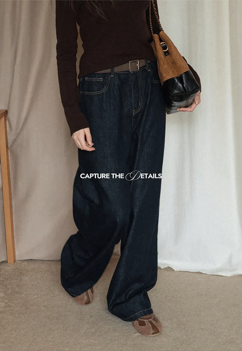 Wide-Leg Dark Wash Jeans