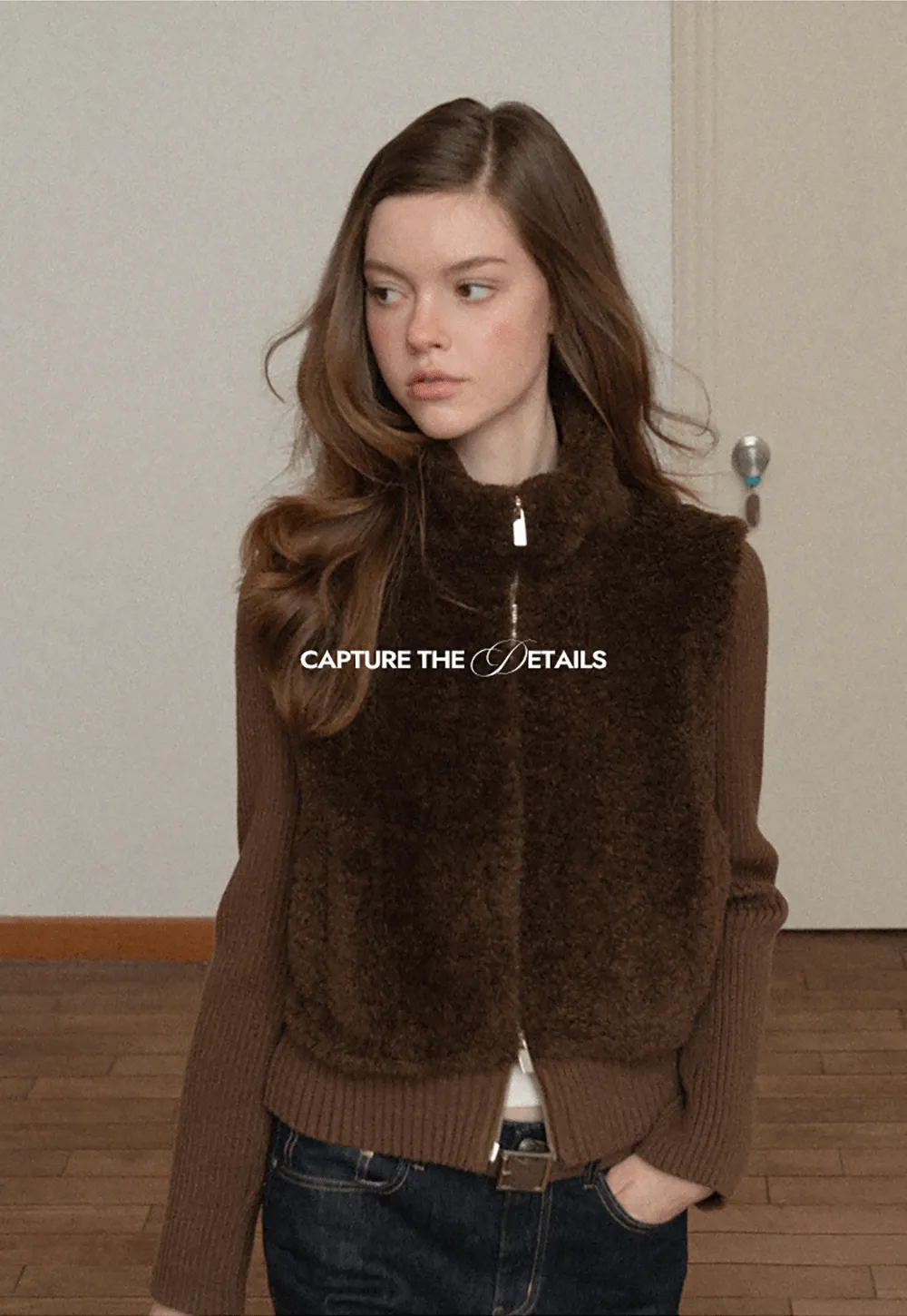 Faux Shearling Panel Knit Jacket