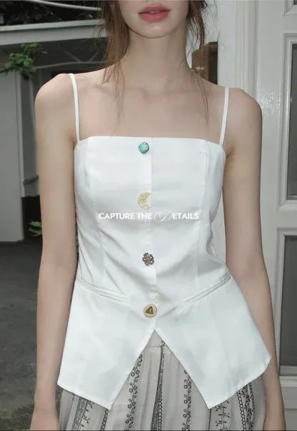 Chic Camisole Vest with Mixed Buttons