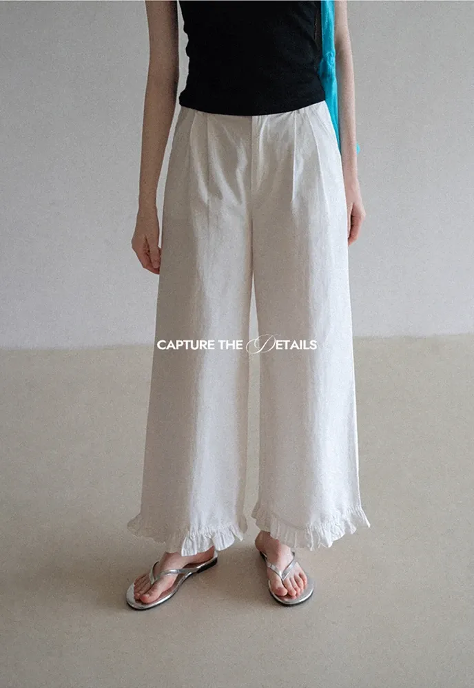 Women’s Ruffle Hem Wide-Leg Pants