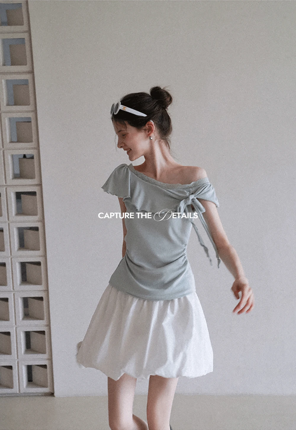 Chic Off Shoulder Ruffle Blouse with Lace Lining