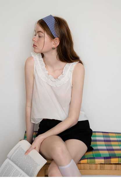 Fashionable and versatile solid color plaid wide headband