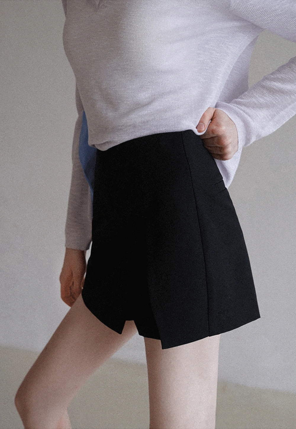 High Waist Asymmetrical Slit Mini Skirt