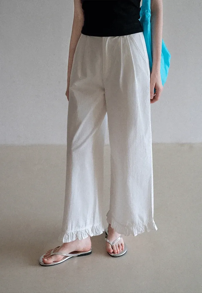 Women’s Ruffle Hem Wide-Leg Pants