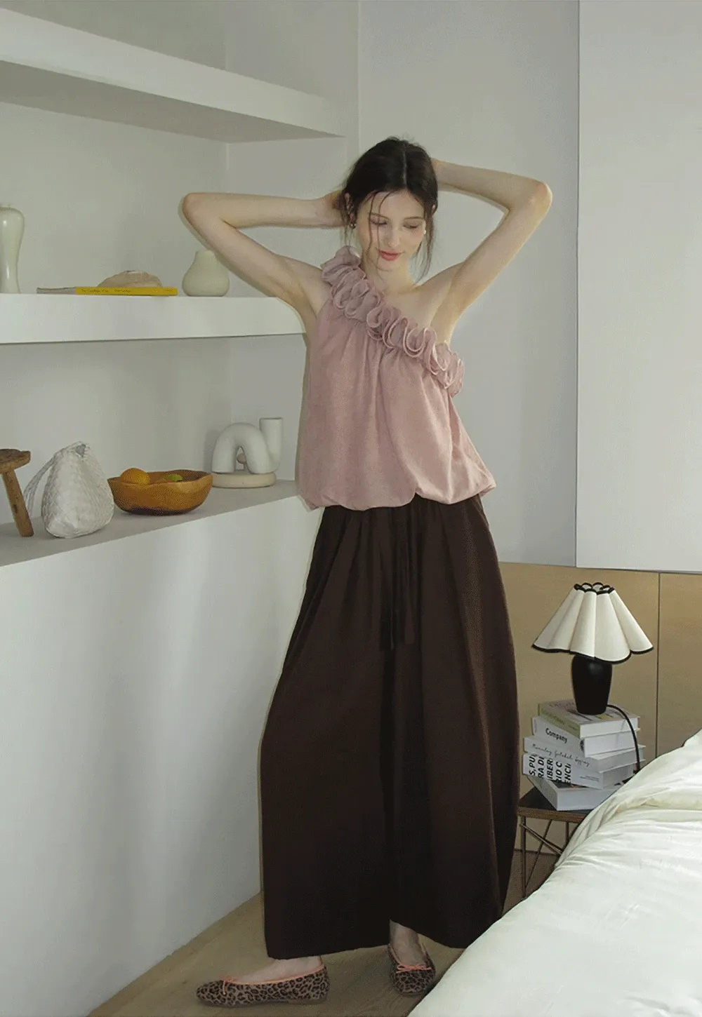 Women’s One Shoulder Ruffle Sleeveless Top