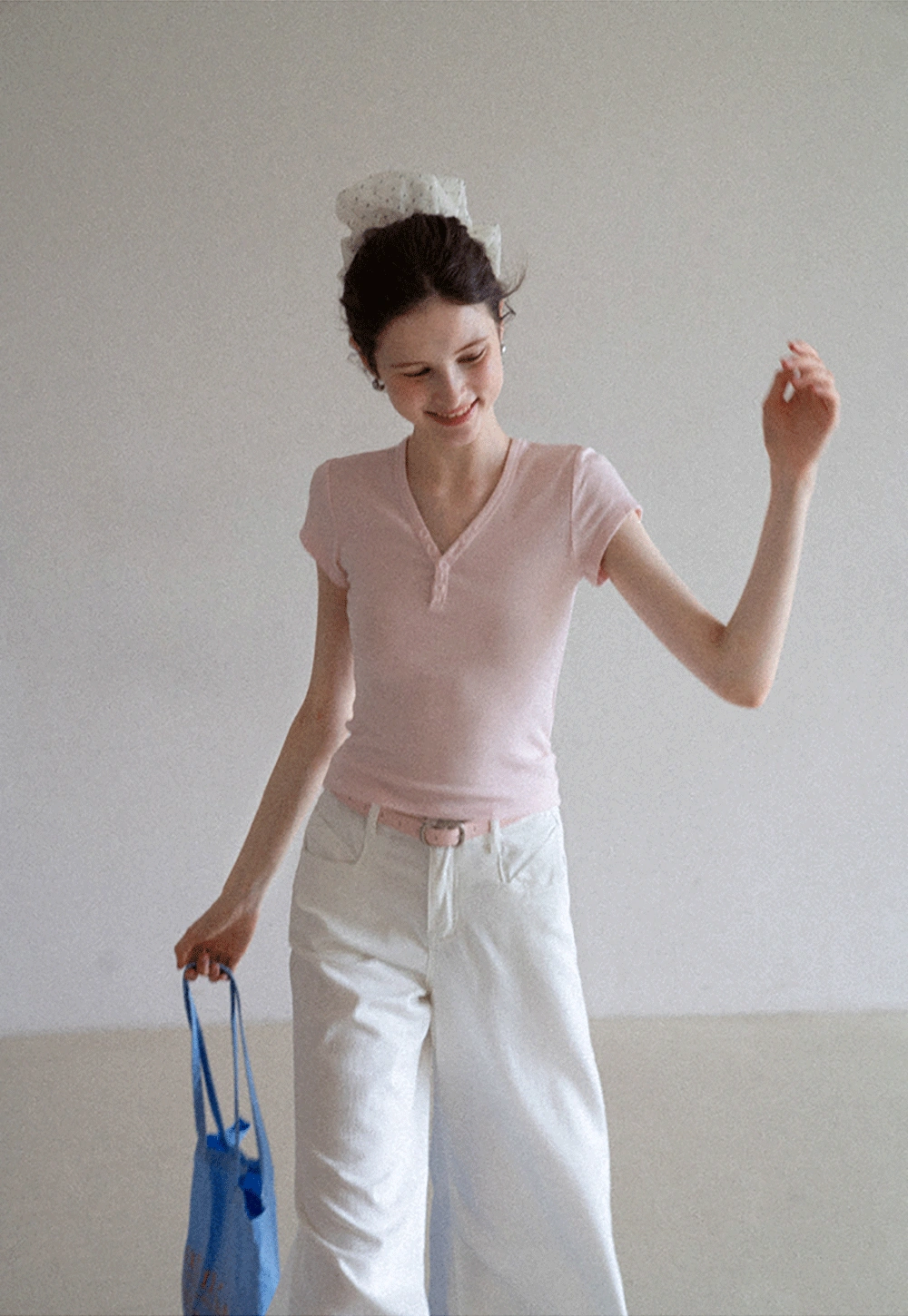 Women's V Neck Button Front Short Sleeve T-Shirt