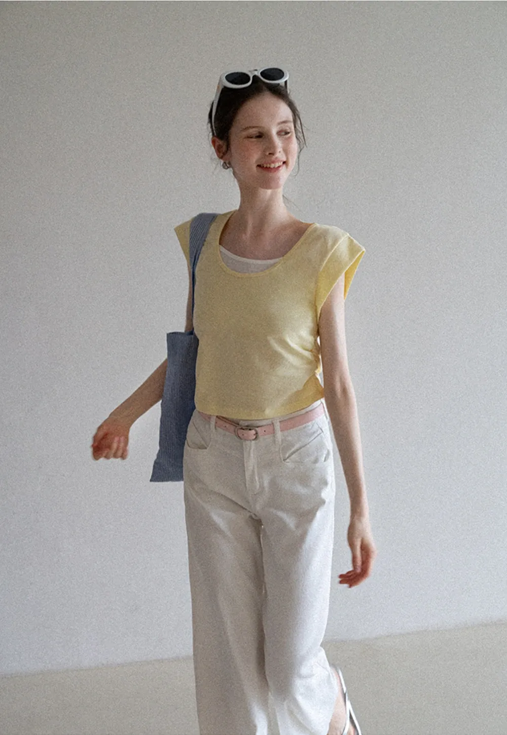 Women’s Mock Two-Piece Ruched Flutter Sleeve Top