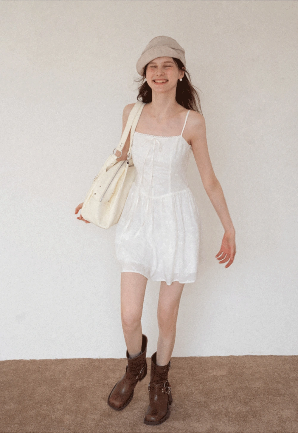 Women's Eyelet Tie-Front Button Cami Sundress