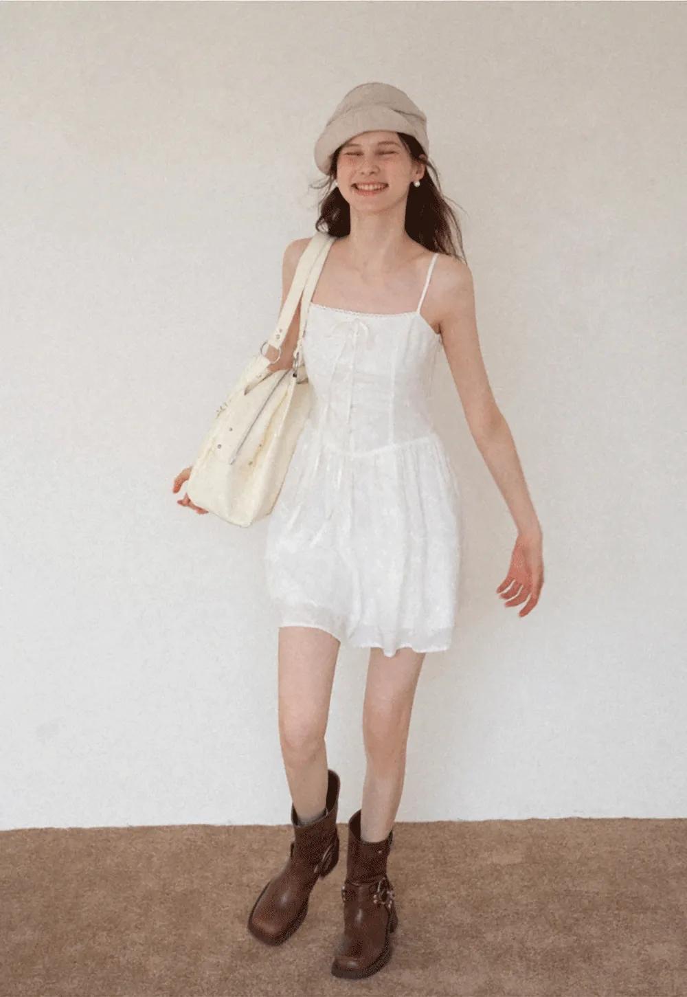 Women's Eyelet Tie-Front Button Cami Sundress