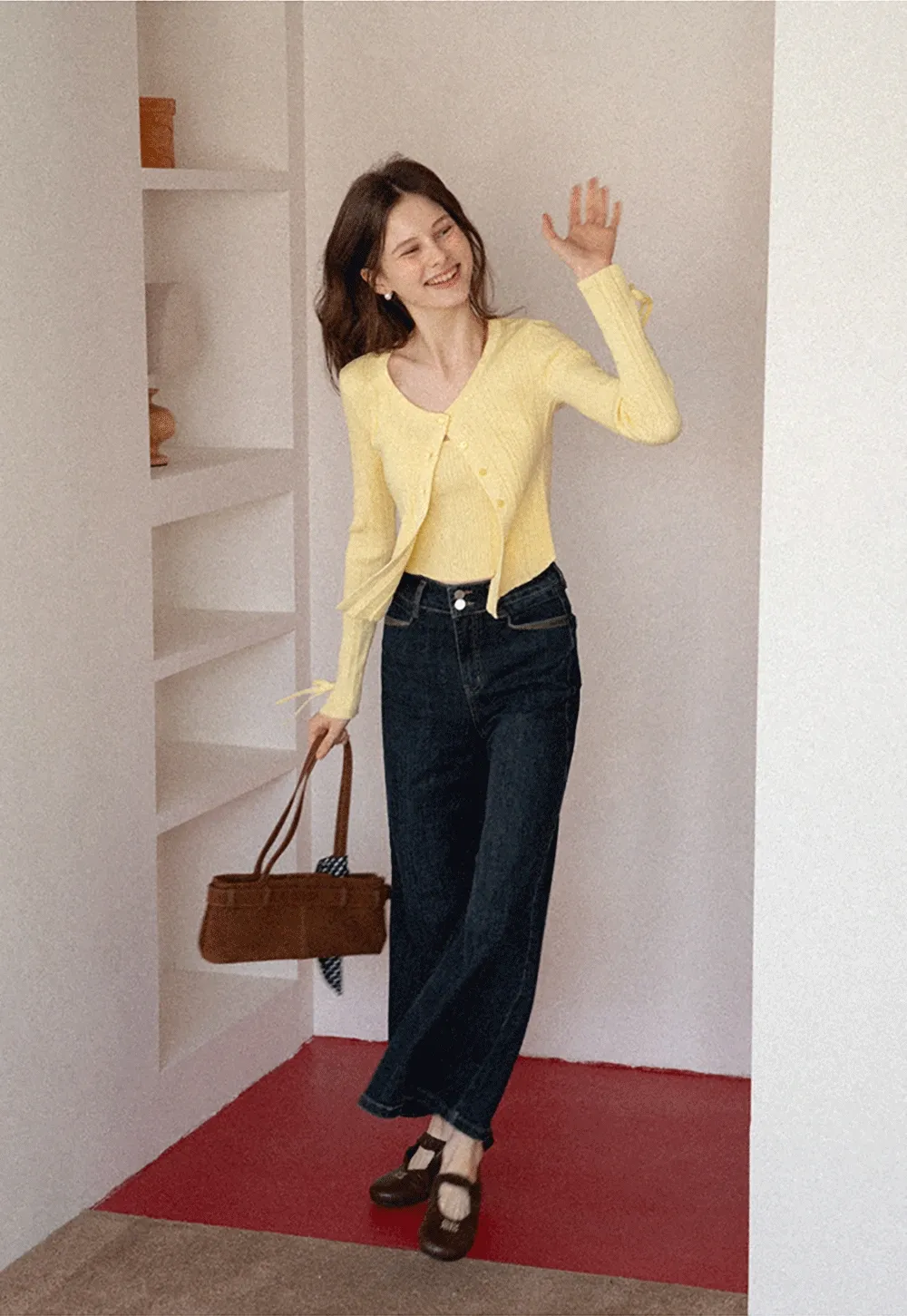 Ribbed Button Front Cardigan and Camisole Set