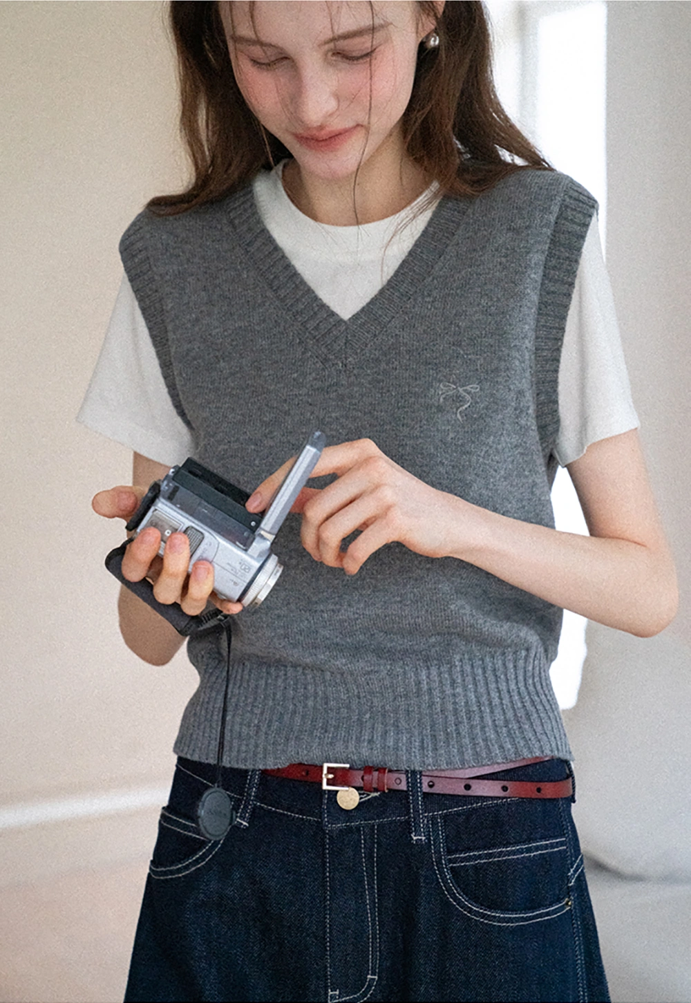 V-Neck Knit Sweater Vest