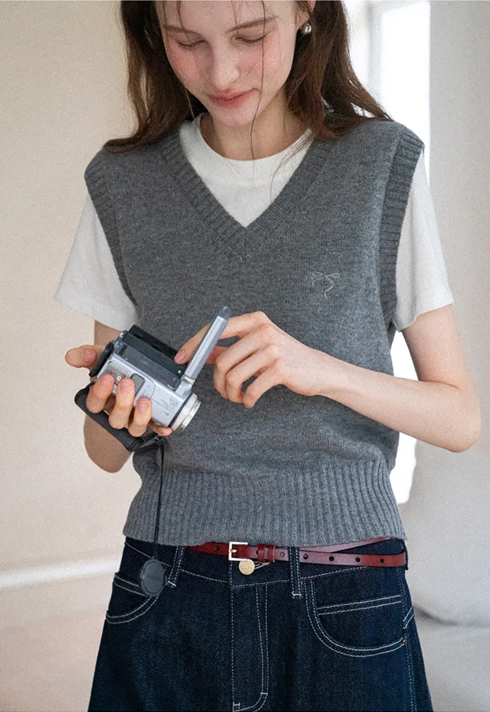 V-Neck Knit Sweater Vest