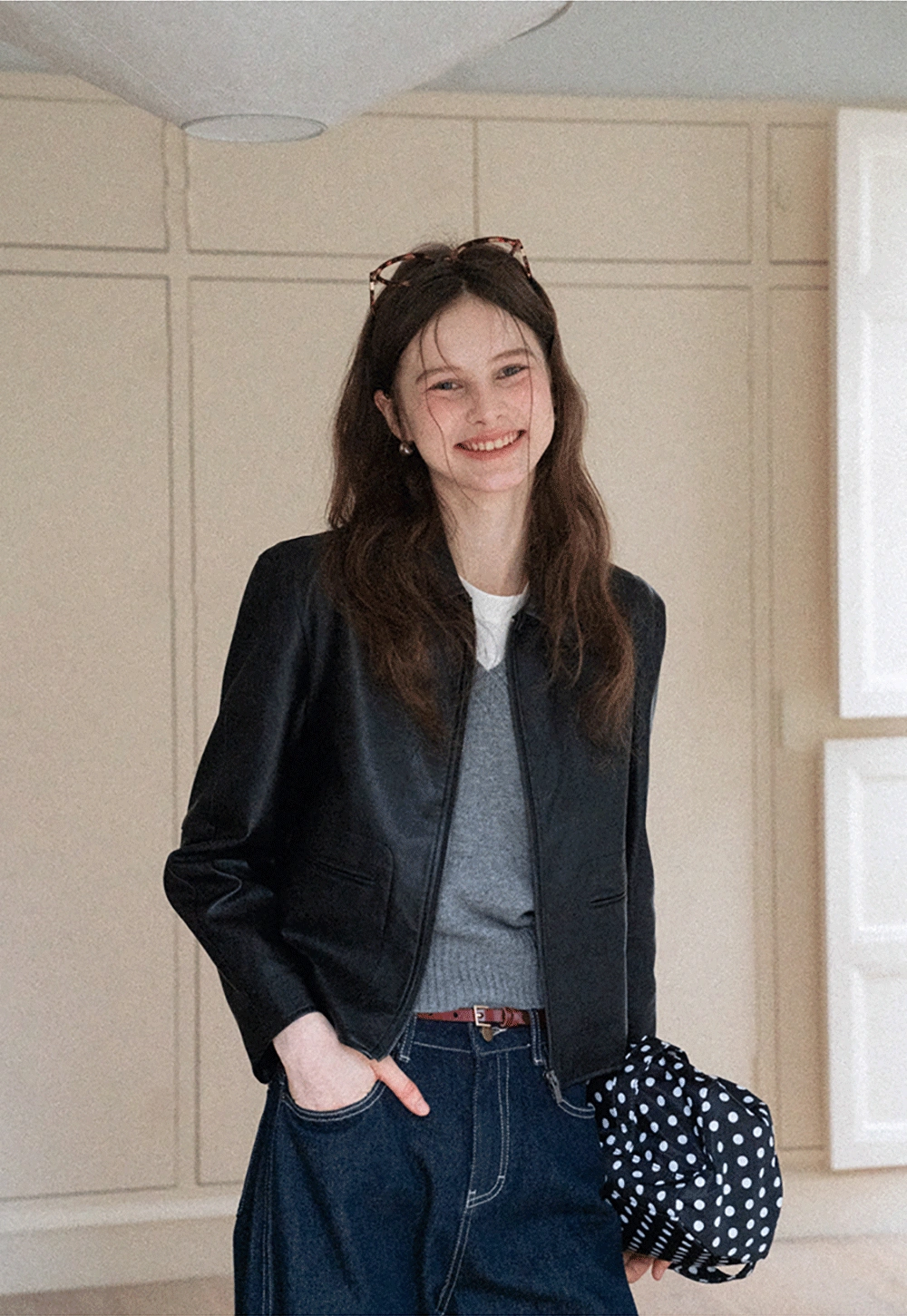 Women Faux Leather Zip-Up Jacket