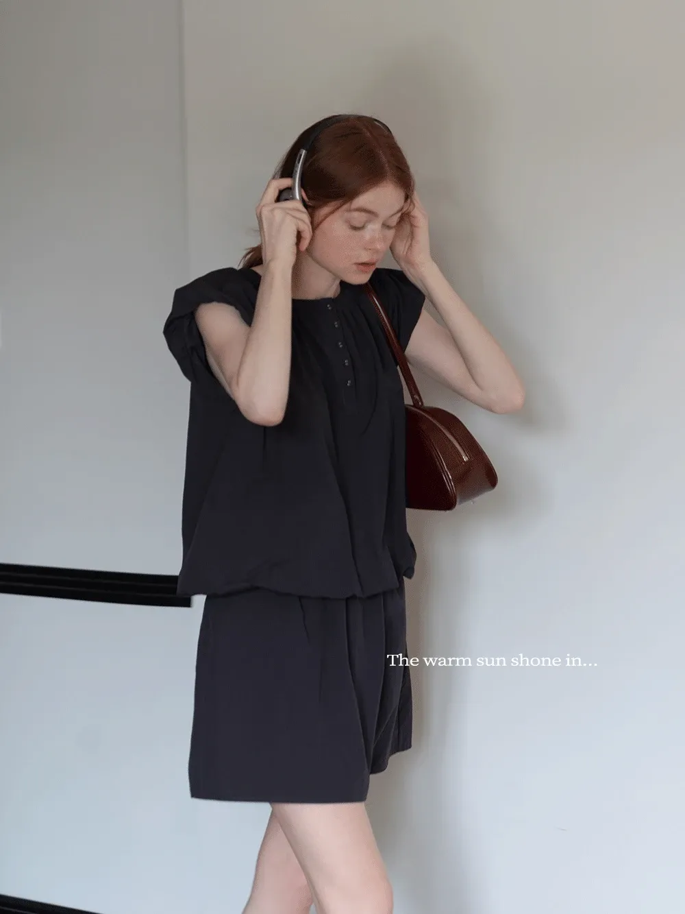 Women's 2 Piece Set – Loose Fit Button Top and Elastic Waist Mini Skirt